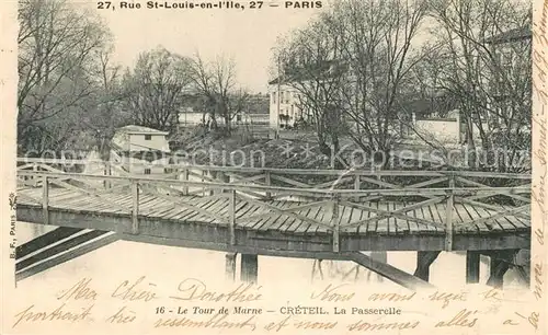 AK / Ansichtskarte Creteil Le Tour de Marne La Passerelle Creteil
