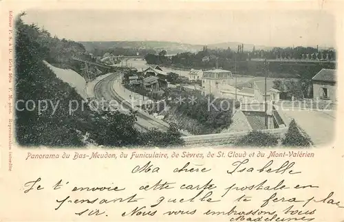 AK / Ansichtskarte Bas Meudon Panorama du Funiculaire de Sevres de St Cloud et du Mont Valerien Bas Meudon