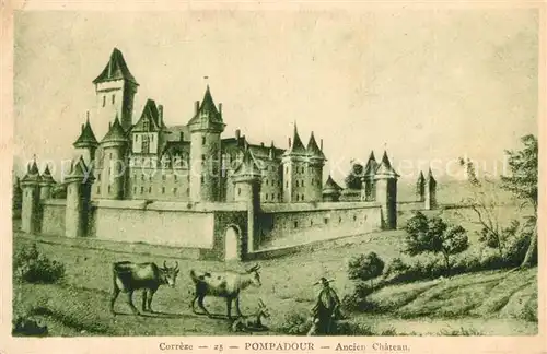 AK / Ansichtskarte Pompadour Ancien Chateau Dessin Kuenstlerkarte Pompadour