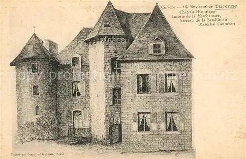 AK / Ansichtskarte Turenne Chateau historique Dessin Kuenstlerkarte Turenne