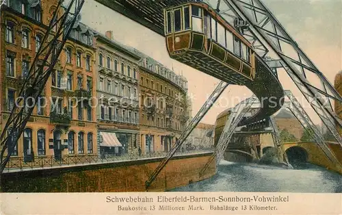 AK / Ansichtskarte Wuppertal Schwebebahn Elberfeld Barmen Sonnborn Vohwinkel Wuppertal