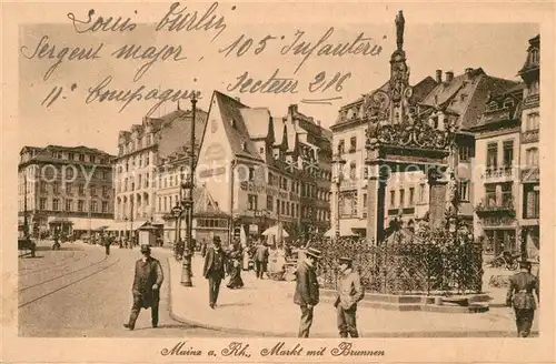 AK / Ansichtskarte Mainz_Rhein Markt mit Brunnen Mainz Rhein