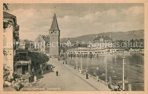 AK / Ansichtskarte Lindau_Bodensee Hafen Motorschiff Allg Lindau Bodensee
