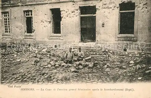 AK / Ansichtskarte Soissons_Aisne La Cour de lancien grand Seminaire apres le bombardement Soissons Aisne