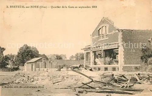 AK / Ansichtskarte Breteuil_sur_Noye Quartier de la Gare en sept 1919 