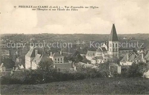 AK / Ansichtskarte Preuilly sur Claise Eglise Hospice Ecole des Filles Preuilly sur Claise