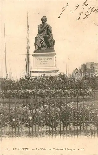 AK / Ansichtskarte Le_Havre Statue de Casimir Delavigne Le_Havre