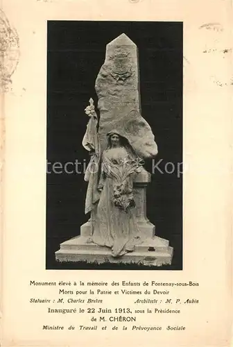 AK / Ansichtskarte Fontenay sous Bois Monument Fontenay sous Bois