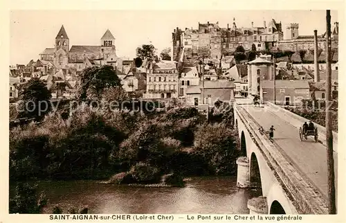 AK / Ansichtskarte Saint Aignan_Loir et Cher Pont sur le Cher et vue generale Saint Aignan Loir et Cher