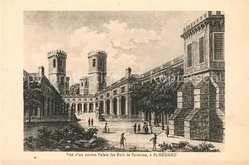 AK / Ansichtskarte Saint_Medard_Aisne Ancien Palais des Rois de Soissons Dessin Kuenstlerkarte 