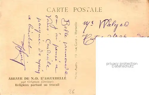 AK / Ansichtskarte Grignan Abbaye de Notre Dame d Aiguebelle Religieux partant au travail Grignan