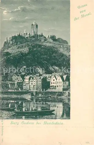 AK / Ansichtskarte Cochem_Mosel Burg bei Mondschein Cochem Mosel