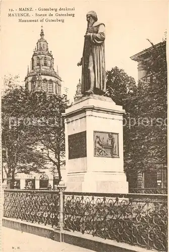 AK / Ansichtskarte Mainz_Rhein Gutenbergdenkmal Mainz Rhein