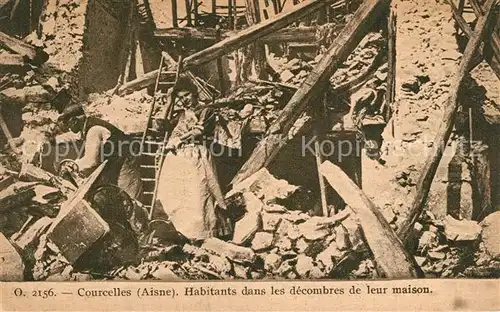 AK / Ansichtskarte Courcelles sur Vesles Habitants dans les decombres de leur maison Courcelles sur Vesles