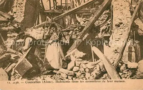 AK / Ansichtskarte Courcelles sur Vesles Habitants dans les decombres de leur maison Courcelles sur Vesles