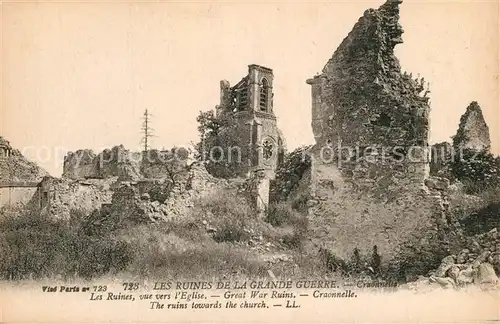 AK / Ansichtskarte Craonnelle Ruines Eglise Grande Guerre Craonnelle