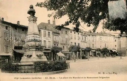 AK / Ansichtskarte Lamastre Place du Marche et Monument Seignolos Lamastre