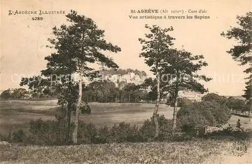 AK / Ansichtskarte Saint Agreve Cure d air Vue artistique a travers les Sapins Paysage Saint Agreve