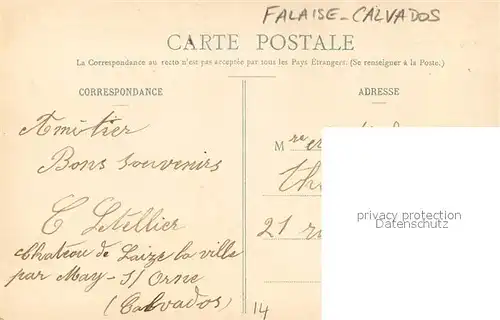 AK / Ansichtskarte Falaise_Calvados Tombeau de Marie Elisabeth July Femme de Dulomboy Falaise_Calvados