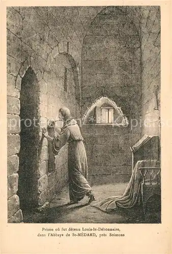 AK / Ansichtskarte Saint_Medard_Aisne Prison Louis le Debonnaire dans l Abbaye Dessin Kuenstlerkarte 