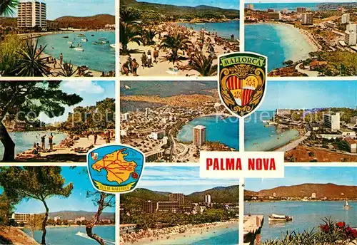 AK / Ansichtskarte Palma_Nova_Mallorca Teilansichten Kuestenpanorama Strand Wappen Palma_Nova_Mallorca