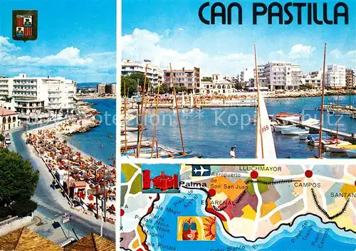 AK / Ansichtskarte Can_Pastilla_Palma_de_Mallorca Hafen Uferstrasse Landkarte Can_Pastilla