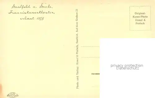 AK / Ansichtskarte Saalfeld_Saale Franziskanerkloster  Saalfeld_Saale
