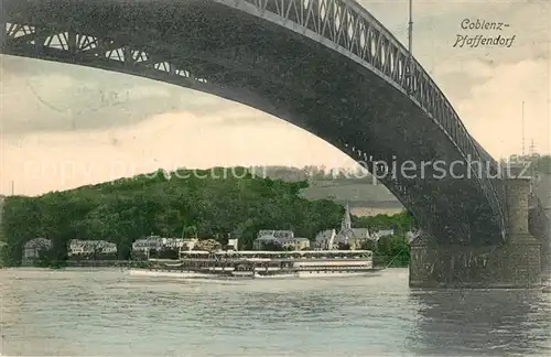 AK / Ansichtskarte Pfaffendorf_Koblenz Br?cke Motorschiff Elsa Pfaffendorf_Koblenz