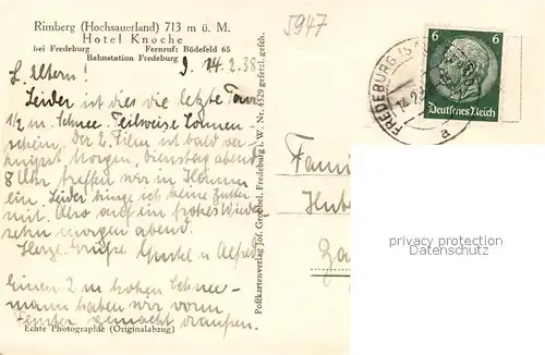 AK / Ansichtskarte Rimberg_Schmallenberg Hotel Knoche  Rimberg_Schmallenberg