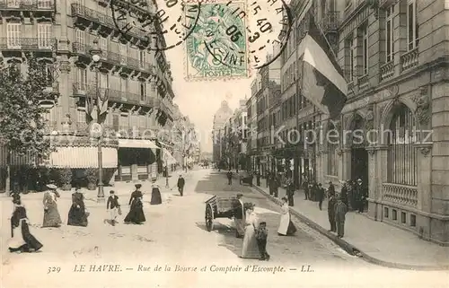 AK / Ansichtskarte Le_Havre Rue de la Bourse et Comptoir d Escompte Le_Havre
