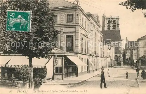 AK / Ansichtskarte Troyes_Aube Le Theatre et lEglise Sainte Madeleine Troyes Aube