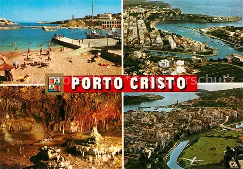 AK / Ansichtskarte Porto_Cristo Kuestenpanorama Strand Hafen Hoehle Fliegeraufnahme Porto_Cristo