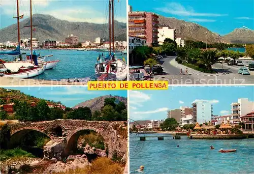 AK / Ansichtskarte Puerto_de_Pollensa Hafen Segelyachten Kuestenstrasse Alte Bruecke Puerto_de_Pollensa