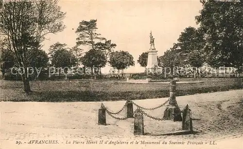 AK / Ansichtskarte Avranches Pierre Henri II d Angleterre Monument du Souvenir Francais  Avranches