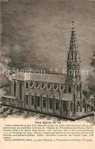 AK / Ansichtskarte Plombieres les Bains_Vosges Une eglise en os Dessin Kuenstlerkarte Plombieres les Bains