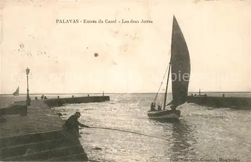 AK / Ansichtskarte Palavas les Flots_Herault Entree du Canal les deux jetees voilier Palavas les Flots_Herault