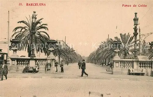 AK / Ansichtskarte Barcelona_Cataluna Paseo de Colon Barcelona Cataluna