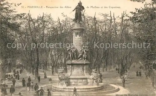 AK / Ansichtskarte Marseille_Bouches du Rhone Perspective des Allees de Meilhan et des Capucins Monument Marseille