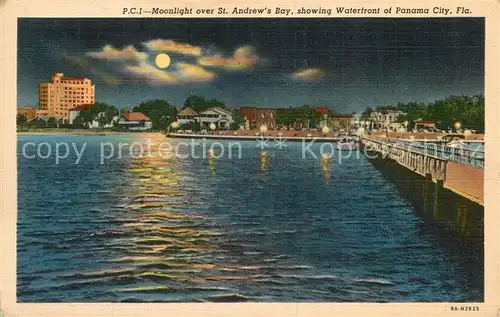 AK / Ansichtskarte Panama_City_Florida Moonlight over St Andrew s Bay Waterfront 