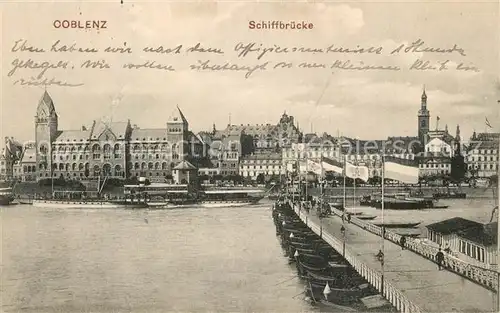 AK / Ansichtskarte Koblenz_Rhein Schiffbruecke Koblenz_Rhein
