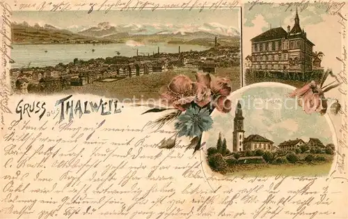 AK / Ansichtskarte Thalwil Panorama Kirche Gemeindehaus Thalwil
