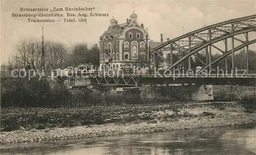 AK / Ansichtskarte Strassburg_Elsass Rheinhafen Restauration Zum Rheinfischer Strassburg Elsass