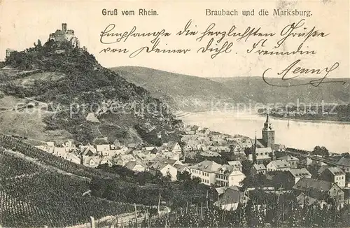 AK / Ansichtskarte Braubach_Rhein mit Marksburg Braubach Rhein