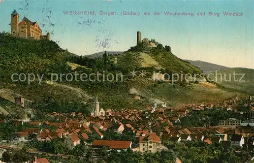 AK / Ansichtskarte Weinheim_Bergstrasse Stadtpanorama mit Wachenburg und Burg Windeck Weinheim_Bergstrasse