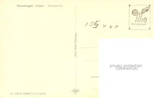 AK / Ansichtskarte Memmingen Kempter Tor Memmingen