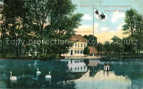 AK / Ansichtskarte Alten Grabow Truppenuebungsplatz Flagge Schwanenteich Alten Grabow