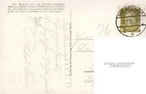 AK / Ansichtskarte Bad_Neuenahr Ahrweiler Kurhaus Kurhotel Konzertplatz Bad_Neuenahr Ahrweiler