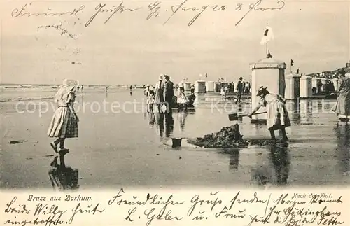 AK / Ansichtskarte Borkum_Nordseebad Strand nach der Flut Borkum_Nordseebad