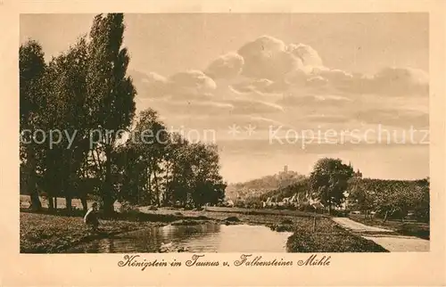 AK / Ansichtskarte Koenigstein_Taunus Partie am Wasser Panorama von Falkensteiner Muehle aus Koenigstein_Taunus