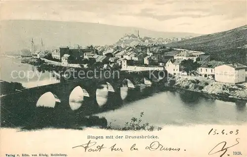 AK / Ansichtskarte Bingen_Rhein Panorama mit Drususbruecke Bingen Rhein